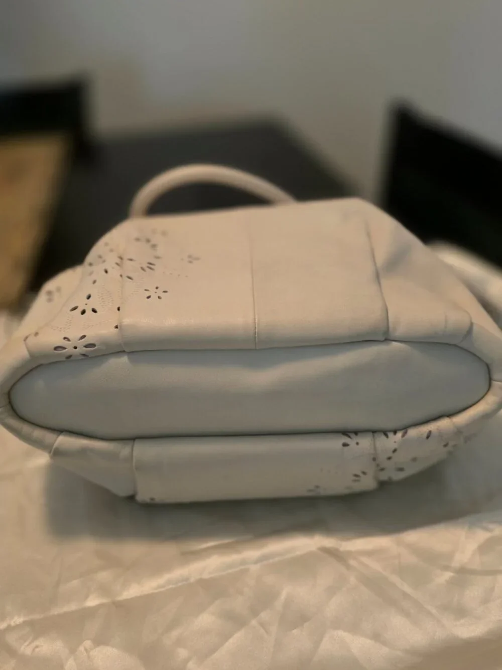 Leather Coach laser-cut large satchel